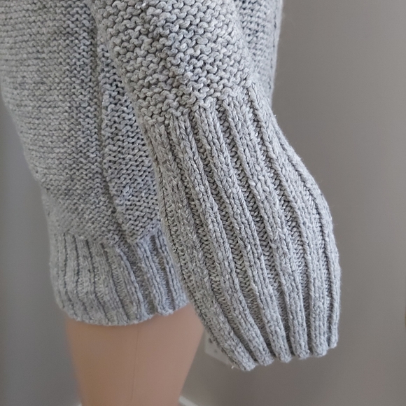 anthropologie If It Were Me gray wool cowl neck cable knit sweater dress tunic - Picture 6 of 13
